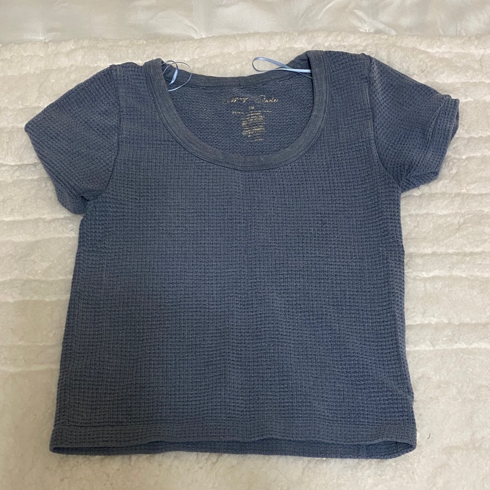 T.J.Maxx Textured Navy Short Sleeve Tee
